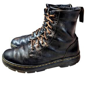 Dr Martens 'Combs' Men's Black Soft Leather Boots Combat 8 Eyelet Lace-up 9M